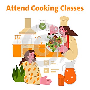 Vector Illustration of Attending Cooking