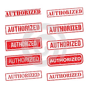 Vector illustration of authorized vector rubber stamp set on white background