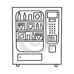 Vector illustration of automat and machine sign. Set of automat and sweets vector icon for stock.