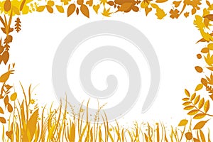Vector illustration of autumn dry leaf frame.