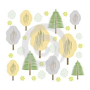 Vector illustration of autumn forest background, nature, leaves.