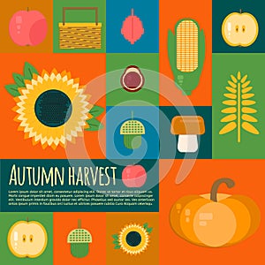 Vector illustration of autumn harvest in flat style