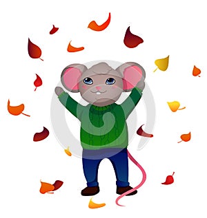 Vector illustration of an autumn mouse