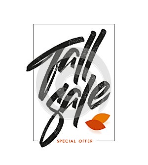 Vector illustration: Autumn Offer poster template with Handwritten lettering composition of Fall Sale.