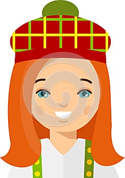 Vector illustration of avatar scot children, girl, people. photo