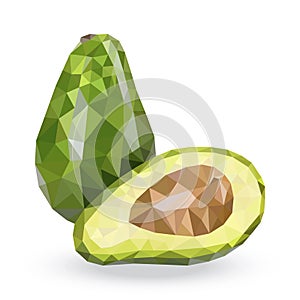 Vector illustration of avocado icon. Isolated half fruit with seed in cartoon style.