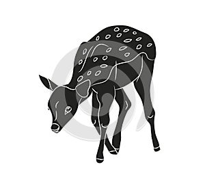 Vector illustration baby deer, silhouette, vector