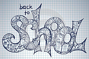 Vector illustration Back to school text