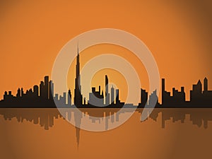 Vector illustration background dubai uae night sunset uae united arab emirates