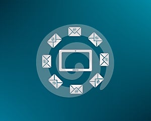 Vector illustration, blue background.