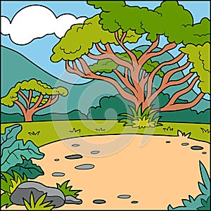 Vector illustration, background (savanna)