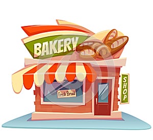 Vector illustration of bakery building with bright