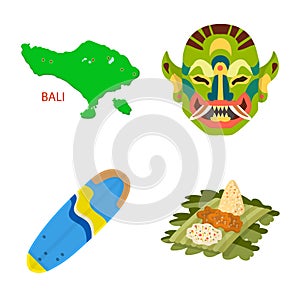Vector illustration of bali and indonesia logo. Set of bali and caribbean vector icon for stock.