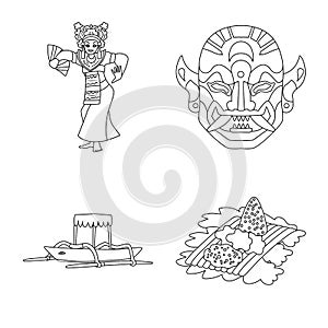 Vector illustration of balinese and caribbean icon. Collection of balinese and geography vector icon for stock.