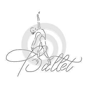 Vector illustration ballerina icon in dance. Design poster ballet school, dance studio