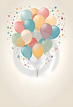 a vector illustration of balloons with the confetti, stars, and heart shape arround the balloons