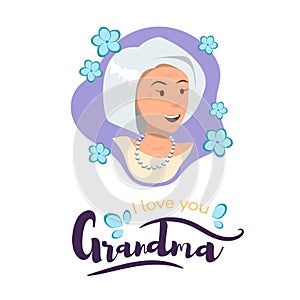 Vector Illustration Banner I Love You Grandma.