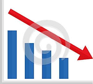 vector illustration bar graph decreasing