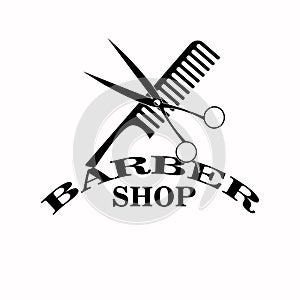 Vector illustration of barbershop logo sticker designn