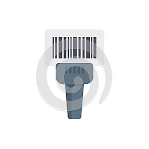 Barcode scanner scanning a barcode icon illustration