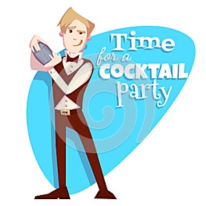 Vector illustration of barman for cocktail party photo