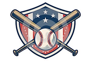 Baseball Emblem with American Flag Elements