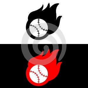Vector illustration of baseball and fire logo design