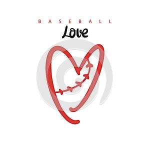 Vector illustration for baseball, heart shaped ball.
