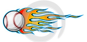 Vector illustration of baseball softball ball with simple flame.