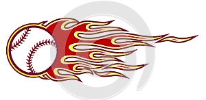 Vector illustration of baseball softball ball with simple flame.