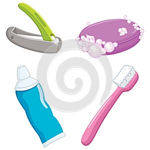 Vector Illustration Of Bathroom Items