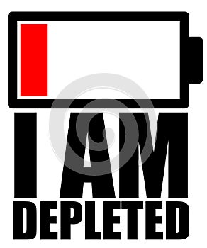 Vector illustration of a battery with the I Am Depleted text photo