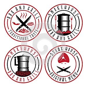 Vector illustration of BBQ , steakhouse and smokehouse label