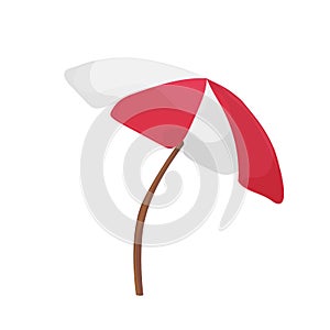 Vector illustration - Beach umbrella red and white.