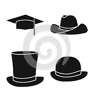 Vector illustration of beanie and beret sign. Set of beanie and napper stock symbol for web.