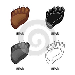 Vector illustration of bear and paw sign. Set of bear and brown vector icon for stock.