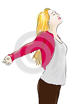 Vector illustration of a beautiful blonde woman