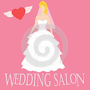 Vector illustration of a beautiful bride. Wedding salon