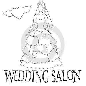 Vector illustration of a beautiful bride on a white background. Wedding salon