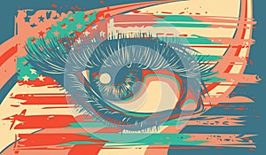 vector illustration of Beautiful eye with american flag