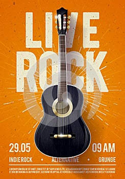 Vector Illustration Beautiful Live Classic Rock Music Poster template. For Concert Promotion in Clubs, Bars, Pubs and Public Place