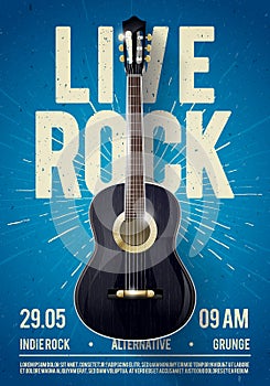 Vector Illustration Beautiful Live Classic Rock Music Poster template. For Concert Promotion in Clubs, Bars, Pubs and Public Place