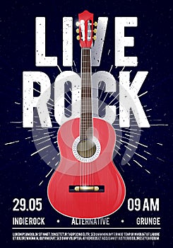 Vector Illustration Beautiful Live Classic Rock Music Poster template. For Concert Promotion in Clubs, Bars, Pubs and Public Place