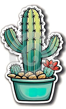 Vector illustration, Beautiful Mexican cactus on a desert background, agave bush,