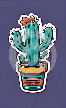 Vector illustration, Beautiful Mexican cactus on a desert background, agave bush,