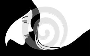 Vector illustration of a beautiful woman with long hair