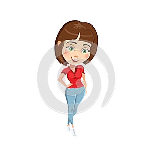Vector illustration of a beautyfull casual girl in blue jeans.