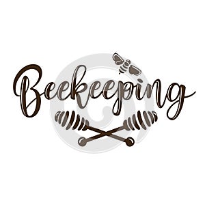 Vector illustration of a `beekeeping` lettering