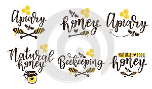 Vector illustration of beekeeping set photo