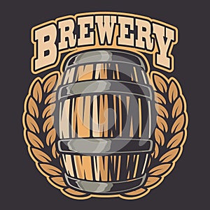 Vector illustration of a beer barrel on dark background